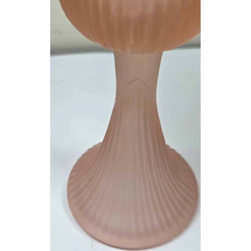 Light Pink Rose Frosted Glass Ribbed Stem Candle Holder‎ Rack Votive 6
